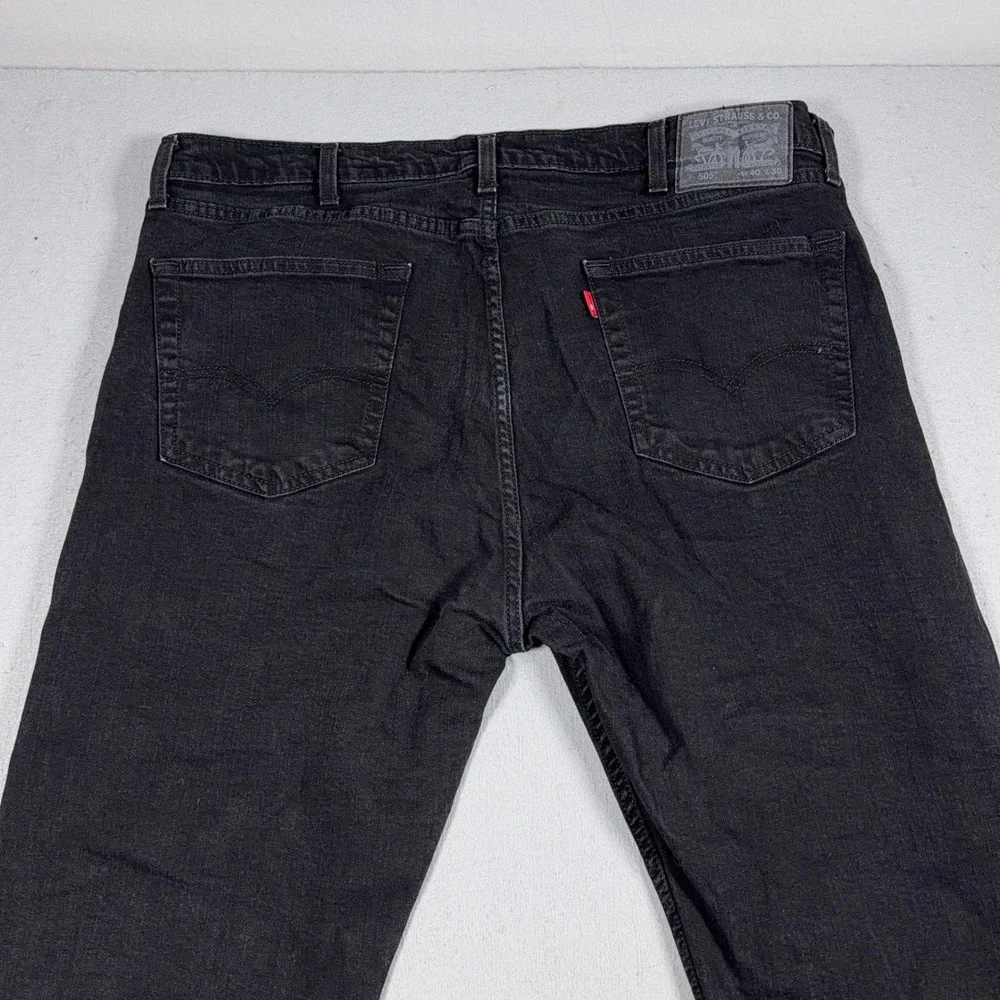 Levi's 505‎ Jeans Men 40x30 Black Charcoal Wash Straight Leg Denim Casual